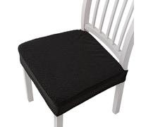 Générique Waterproof Jacquard Chair Covers, Set of 2/4/6 Dining Room Chair Seat Covers, Durable, Stylish & Easy-Clean (Black,Set of 6)