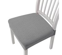 Générique Waterproof Jacquard Chair Covers, Set of 2/4/6 Dining Room Chair Seat Covers, Durable, Stylish & Easy-Clean (Light Gray,Set of 6)