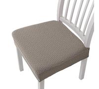Générique Waterproof Jacquard Chair Covers, Set of 2/4/6 Dining Room Chair Seat Covers, Durable, Stylish & Easy-Clean (Taupe,Set of 4)