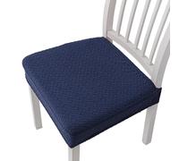 Générique Waterproof Jacquard Chair Covers, Set of 2/4/6 Dining Room Chair Seat Covers, Durable, Stylish & Easy-Clean (Blue,Set of 4)