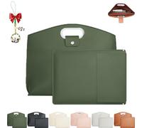Générique Waterproof Leather 14-16 in 2 PCS Laptop Bag for Women Handbag, Work Tote Bag Briefcase, Waterproof Leather Briefcase (Green)