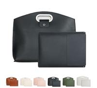 Générique Waterproof Leather 14-16in 2PCS Laptop Bag for Women Handbag, 2PCS Women's Laptop Tote Bag Set for Woman (Black)