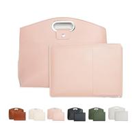 Générique Waterproof Leather 14-16in 2PCS Laptop Bag for Women Handbag, 2PCS Women's Laptop Tote Bag Set for Woman (Pink)