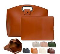 Générique Waterproof Leather 14-16In 2PCS Laptop Bag for Women Handbag, for Laptops and iPad (Brown)