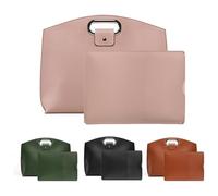 Générique Waterproof Leather 14-16In 2PCS Laptop Bag for Women Handbag iPad Cases, Work Tote Bag Briefcase (Pink)