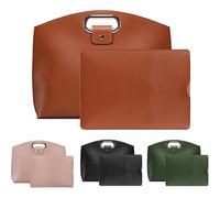Générique Waterproof Leather 14-16In 2PCS Laptop Bag for Women Handbag iPad Cases, Work Tote Bag Briefcase (Brown)