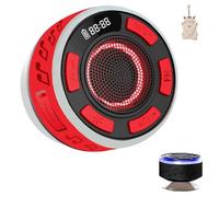 Générique Waterproof Shower Speaker with RGB Light & LED Display, Detachable Suction Cup, 360° Clear Balanced Sound, Hands-Free Calling, Portable for Bathroom Pool Outdoor (Red)