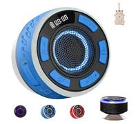 Générique Waterproof Shower Speaker with RGB Light & LED Display, Detachable Suction Cup, 360° Clear Balanced Sound, Hands-Free Calling, Portable for Bathroom Pool Outdoor (Blue)