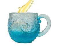 Générique Wave Coffee Mug - Textured Sea Wave Resin Cup with Stainless Steel Liner - Coastal Theme Beach Mug for Coffee & Wine - Nautical Gift for Sea Lovers