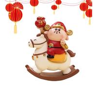 Générique Wealth Statue - Resin Chinese Desktop for, Rocking Horse Decor with, Charm, Easy Display, Desktop Decor Tool, Wealth Statue Accessory for Cars Shop Home School Offices Cafes 4.21 in