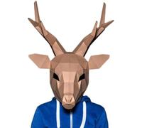 Générique Wearable Deer Head Cover Paper Mask Model Animal Cosplay 3D DIY Papercraft Origami Headgear Masked Ball Prom Party Puzzles Toys