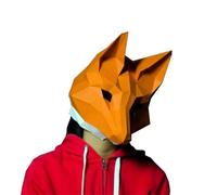 Générique Wearable Fox Head Cover Paper Model Mask Animal Cosplay 3D DIY Papercraft Origami Headgear Halloween Masked Ball Prom Party Gift