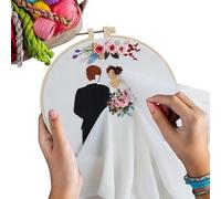 Générique Wedding Embroidery - Valentine's Day Punch Needle Set - Embroidery Punch Needle Kit With Hoop And Instructions For Couple Beginner