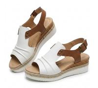Générique Wedge Sandals for Women Womens Espadrilles Wedges Summer Dressy 2026 Open Toe Ankle Strap Espadrilles Sandals Slipper Outdoors Slip-on Platform Dressy Summer Dress Shoes (White,36)