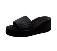 Générique Wedges For Women Thick Sole Flip Flops With Platform High Heels For Vacations Summer Casual Beach Wear Basket Chaussette Noir (41)