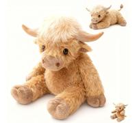 Générique Weighted Highland Cow Pillow, 4 LB Decorative Throw Cushion (17.7"), Ultra-Soft Faux-Fur Cow Lap/Lumbar Pillow for Sofa, Bed & Office, Calming Weighted Cushion, Machine Washable