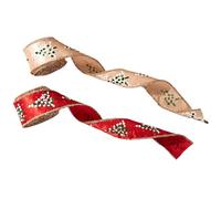 Générique Weihnachts Drahtband - 1,97 Zoll Breitebreit Geschenkband Zum Basteln, Kariertes Geschenkband Mit Gold, Wickelkranz Aus Stoffband | Für Partytreppen, Fenster, Gartengirlande