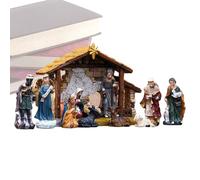Générique Weihnachtskrippe Resin Handbemalt Kompakte Krippenszene Religiöse Dekoration für Zuhause Arbeitsplatz Bücherregal Fensterbank Esstisch Kamin Eingangsbereich Spirituelle Weihnachtsdeko