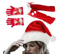 Générique Weihnachtsmützen Für Erwachsene, Weihnachtsmannkostüm | Rote Outfits Weihnachtsmütze - Kostümset, 3x Rotes Weihnachtsmann-Cosplay-Kostüm Für Geburtstag, Weihnachten