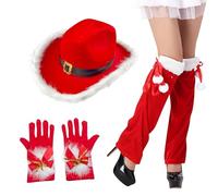 Générique Weihnachtsmützen Für Erwachsene, Weihnachtsmannkostüm | Rote Outfits Weihnachtsmütze - Kostümset, 3x Rotes Weihnachtsmann-Cosplay-Kostüm Für Geburtstag, Weihnachten