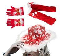 Générique Weihnachtsmützen Für Erwachsene, Weihnachtsmannkostüm | Rote Outfits Weihnachtsmütze - Kostümset, 3x Rotes Weihnachtsmann-Cosplay-Kostüm Für Geburtstag, Weihnachten