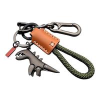Générique Weseecase Keychain - Aluminum Alloy Dinosaur Charm Paired with a Hand-Woven Bracelet, Metal Dinosaur Bag Charm (Green-B)
