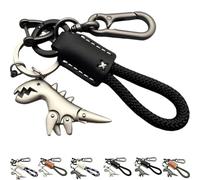 Générique Weseecase Keychain, Aluminum Alloy Dinosaur Charm Paired with a Hand-Woven Bracelet, Mini Dino Keychain for Backpack (D)