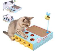 Générique Whack Attack Cat Toy, 2026 New Wooden Whack A Mole Cat Toy, 3-in-1 Whack-A-Mole Puzzle Toys, Relieve Boredom and Boost IQ for Indoor Cats (Blue)