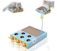 Générique Whack Attack Cat Toy, 2026 New Wooden Whack A Mole Cat Toy, Cat Puzzle Toy, Enrichment Toys for Indoor Cats with Cat Scratching Pad, Relieve Boredom and Boost IQ for Indoor Cats (Blue)