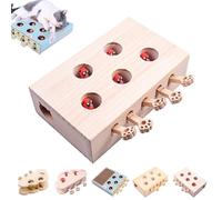 Générique Whack Attack Cat Toy, Wooden Whack-a-Mole Cat Toy, Interactive for Claw Grinding Rest Entertainment, Play Wooden Whack-A-Mole Keeps Pets Entertained for Cats and Kittens (5-Holes-Toys)