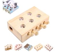 Générique Whack Attack Cat Toy, Wooden Whack-a-Mole Cat Toy, Interactive for Claw Grinding Rest Entertainment, Play Wooden Whack-A-Mole Keeps Pets Entertained for Cats and Kittens (5-Holes-Mouse)