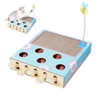 Générique Whack Attack Cat Toy, Wooden Whack A Mole Cat Toy with Cats Scratching Pad, Relieve Boredom and Boost IQ for Indoor Cats (1Pcs)