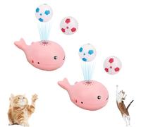Générique Whale Floating Cat Toy Ball, Electric Moving Soccer Ball Toy for Cats, Fun Indoor Play for Kittens and Adult Cats, Interactive Cat Toys for All Breeds, USB Rechargeable (Pink*2)