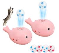 Générique Whale Floating Interactive Cat Toy, Electric 2-in-1 Keep Cats Entertained Floating Football Kitten Toy, Motion Activated Whale Blower with 2 Small Balls, Suitable for Indoor Cats (Pink*2)