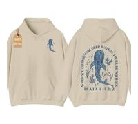Générique Whale Shark Hoodie When You Go Through Deep Waters Unisex Christian Hoodie (Beige,TTG)