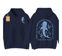 Générique Whale Shark Hoodie When You Go Through Deep Waters Unisex Christian Hoodie (Navy,S)