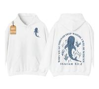 Générique Whale Shark Hoodie When You Go Through Deep Waters Unisex Christian Hoodie (White,S)