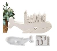 Générique Whale Silicone Molds for Resin - Whale Pulling House Gypsum Plaster Mould | Epoxy Casting Moulds Gypsum Making Molds | Craft Supplies Plaster Mold, Silicone, Whales 20.6cm / House 9cm