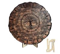 Générique Wheel of The Year Wood Sign - Witch Wall Calendar Plaque,Vintage Handmade Decorative Wheel Calendars,Round Wooden Sign for Retro Wall Decor for Halloween (7.87inch)