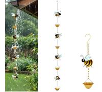Générique Whimsical Bee Rain Chain, Bee Cup Rain Catcher for Gutters, Decorative Hanging Metal Bees Rains Chains, Outdoor Durable Heavy Duty Rains Catcher, for Garden, Patio, Yard