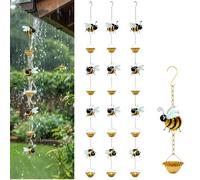 Générique Whimsical Bee Rain Chain, Bee Cup Rain Catcher for Gutters, Decorative Hanging Metal Bees Rains Chains, Outdoor Durable Heavy Duty Rains Catcher, for Garden, Patio, Yard