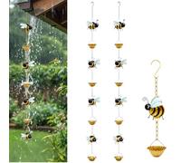 Générique Whimsical Bee Rain Chain, Bee Cup Rain Catcher for Gutters, Decorative Hanging Metal Bees Rains Chains, Outdoor Durable Heavy Duty Rains Catcher, for Garden, Patio, Yard