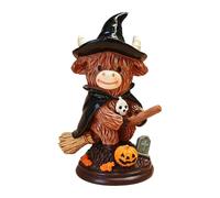 Générique Whimsical Halloween Cow Sculpture Resin Realistic Cute Decorative