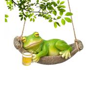 Générique Whimsical Swinging Frog Garden Statue with Beer - Durable Resin Miniature Animal Tree Pendant | Realistic Hanging Frog Landscape Ornament for Patio, Lawn, and Backyard Yard Art