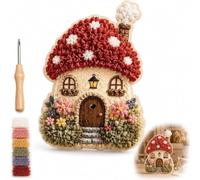 Générique Whimsical Village Kit D'art 3D En Tissu Cottage Champignon DIY | Kit D'art Textile DIY Avec Motif Cottage Champignon Pour Adultes Et Débutants, Idéal Loisirs Créatifs, Décoration Et Cadeaux