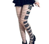 Générique Whimsy Piano Tights - Womens Novelty Tights with Sexy Y2K Piano Key Pattern, Stretchy Comfortable Statement Hosiery (1PCS/A, One Size)