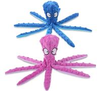 Générique Whiskerspot Octopus Dog Toy, Stuffing Free Octopus Dog Toy, Squeaky & Crinkle Plush for Aggressive Chewers Dogs, for Interactive Play, Teething & Anxiety Relief (2PCSC)