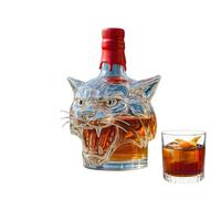 Générique Whiskey Liquor Glass Decanter Bottle, Tiger Head Shaped Drink Container, Elegant and Decorative Design, 850ml Capacity for Spirit, Wine, Bourbon, Brandy, Vodka, Cognac, Tequila