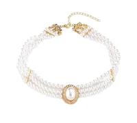 Générique White Pearls Boho Jewelry, Layered Pearl Necklace, Multi Strands Pearl Necklaces for Women, Statement Necklace