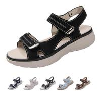 Générique Wide Fit Sandal for Women Open Toe Ankle Strap Sandals Comfortable Walking Low Heel Slip On